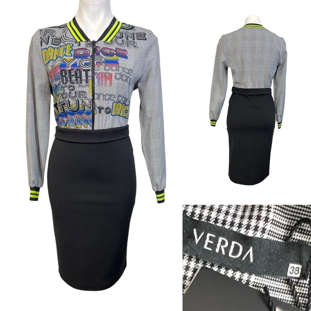 Verda dress size 38 / US 2-4‎ black colorblock zip front streetwear